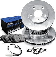 R1 Concepts Rear Brake Rotors with Semi Metallic Pads and Hardware Kit Compatible For 2014-2021 Merc