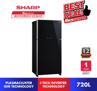 Sharp 2 Doors Inverter Fridge SJP882MFGK 720L Black Glass