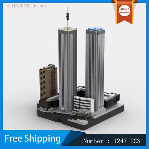 The World Trade Center MOC Building Blocks Twin Tower Model Urban Landscape Architecture Creative As