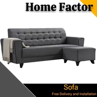 Sofa  (Free🚚🔨) 3009 Sets 3 Seater + Stool Fabric Sofa Grey Sofa Living Room SOFA