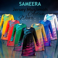 Jersey Muslimah Labuh Sukan Active Wear Merah Biru Hijau Kuning Gold Hitam Putih Microfibre Reverse 