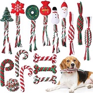 Glimin 30 Pcs Christmas Dog Chew Toys Puppy Dog Rope Toys Bone Shape Candy Cane Assorted Styles Dog 