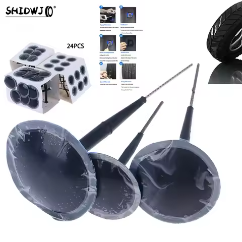 24Pcs 3/4.5/6mm Pneumatic Mushroom Nail Film Car Tyre Cold Patch Film Rubber Stitching Machine Wheel