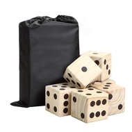 Hathaway High Roller yd Dice Set with 6 x 3.5-in Wooden Dice & Black Nylon Storage Bag, Reusable Sco