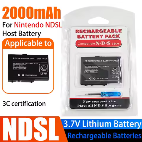 For Nintendo NDSL Host Battery 2000mAh 3.7V Lithium Rechargeable Replacement Batteries W/ Screwdrive
