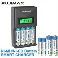 PUJIMAX 1pc 1.2V NiMH Battery Smart Charger, For AA/AAA1.2V NiMH Battery, 4 Independent Slots, USB C