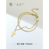 gelang titanium anti karat original gelang couple Shishangmeidi Non-Fading ins Trendy Titanium Steel