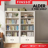 Finsso New Arrive : Alder 5 Tier Multipurpose Bookshelf Cabinet Organiser Storage Wooden Book Rack Shelf / Rak Buku