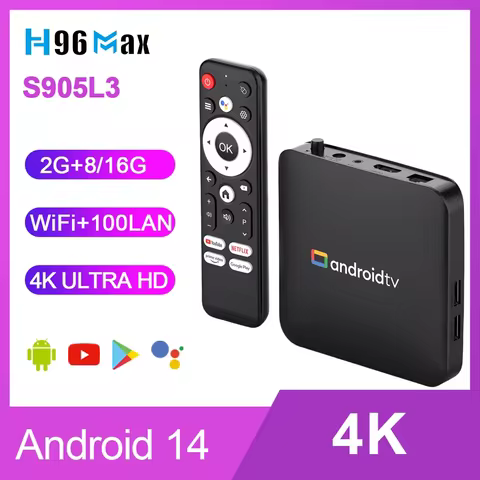 H96Max S905L3 TV Box 4K Android 14 Quad Core 2.4/5G H96 Max Smart TV USB2.0 Smart Home 4K HDR Voice 