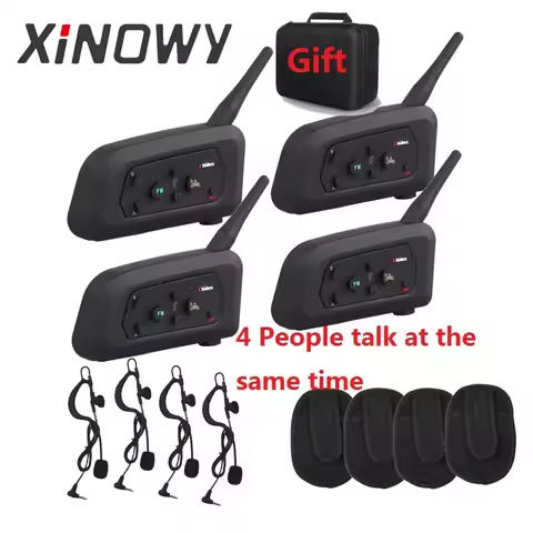 4 User Football Referee Intercom Headset Xinowy V4 1200M Full Duplex Bluetooth MP3 Headphone Wireles