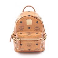 【二手】 MCM背包，Visetos MMKAAVE13CO001，駝色，PVC塗層帆布，皮革，Visetos迷你背包，側邊有鉚釘