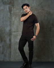 Kaos Pria Lengan Pendek Rajut Premium Smith Berlin Ken Knit Modern Fit Tekstur Motif Polos