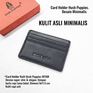 HUSH PUPPIES Genuine Leather Men's Slim Card Wallet Card Holder | Black 6 Simple Minimalist Card Slo