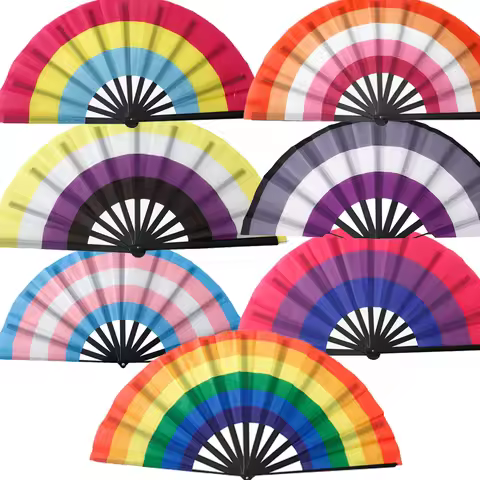 Rainbow Fan LGBT Pride Gay Lesbian Asexual Transgender Bisexual Pansexual Non-binary Cloth Folding P