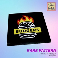 LEGO® Parts (Tiles Decorated) 106410 - 6469346 Tile 4x4 with Flames, Burger Outline & 'BURGERS' Patt