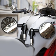 T2P 2pcs Motorcycle Cafe Bar End Round Mirror Motorcycle Mirrors 7/8" Handle Bar End Accessories