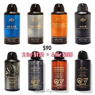 4 for $320~Bath and body works  Men’s collections deodorizing body spray 104g