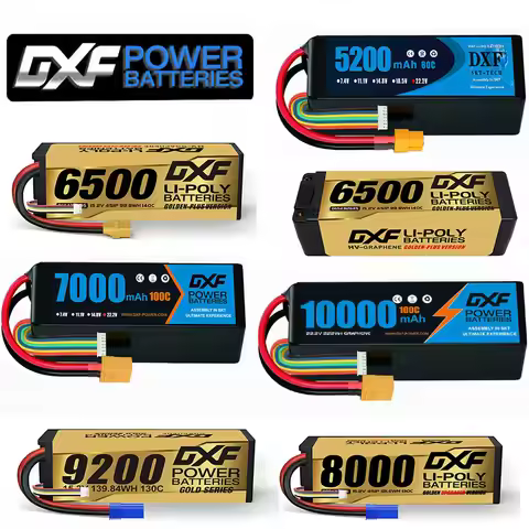 DXF 2S 3S 4S 6S Lipo Batteries 7.4V 7.6V 11.4V 22.8V 11.1V 15.2V 14.8V 22.2V 5200Mah 9200Mah 6500mAh
