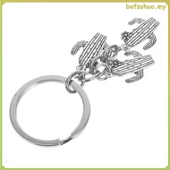Keychain Cactus Charm Backpack Keyrings Wallet 7.50X3.00X0.20CM Silver Zinc Alloy Miss  bofsshuo