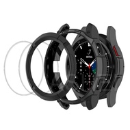 อุปกรณ์เสริม 3 in 1 สำหรับ Samsung Galaxy Watch 6 Classic 43mm 47mm เคส TPU + แหวนขอบ + ตัวป้องกันหน้าจอ 1 ชิ้น ฟิล์มกระจกนิรภัยสำหรับ Samsung Galaxy Watch 4 Classic 42mm 46mm