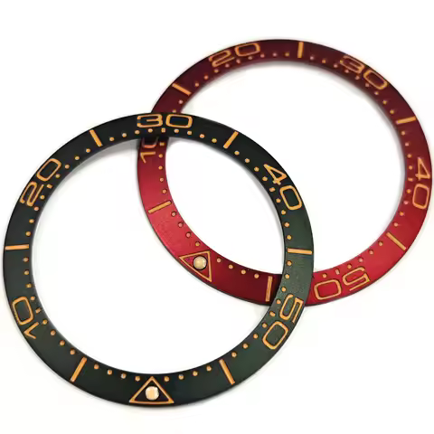 OMKA watch accessory OM Seamaster style aluminum beveled bezel green red 38*30.7mm