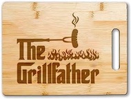 The Grillfather Wood Cutting Board - Christmas Gift Idea - Bbq Gift - Gift For Men - Dad - Grandpa - Father's Or Grandpa's Birthday Gift - Grill Master
