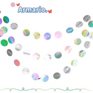 ARMARIO Circle Garland, Shiny /4M Length Paper Banner, Decoration Paper Silver Iridescent Iridescent