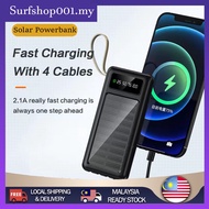 Solar Powerbank Built-in 4 Cable PD22.5w Fast Charger PowerBank 50000mAh LED Light Portable Powerban