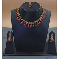 Taana Gold Plated Kundan &amp; Stone Choker Necklace Set in Pink ruby Jewellery for women fashion