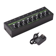 Ado)Headphone Amplifier 8 Channel Stereo Headphone Amp Audio Amplifier with Power Adapter DC 12V 6.3