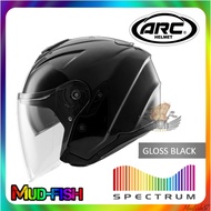 TOPI KELEDAR ARC SPECTRUM PLAIN GLOSS BLACK HELMET (DOUBLE VISOR)