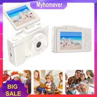 Digital Camera 48MP Portable CCD Camera 180 Flip Screen Vlogging Camera (White)