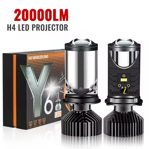 H4 LED Projector Car Headlight 6000K Turbo Fan Cooling Mini Bi LED Lens Projector Mini Automobile Hi