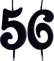 Black 56th Birthday Candle, Number 56 Years Old Candles Cake Topper, Woman Or Man Party Decorations,