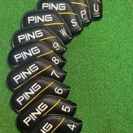 Golf Iron Cover Iron Set Cap Cover Magnetic Type Club Protective Cover Lychee Grain Leather Cap 2 Co