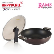 Happycall 28cm / 32cm Induction Non Stick Diamond Lite Wok Pan with Glass Lid / Ceramic Wok Pan - Di