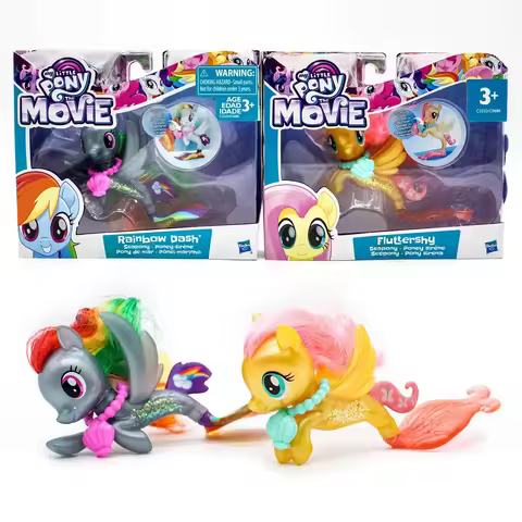 Hasbro My Little Pony Rainbow Dash Fluttershy Cute Adores Shimmer Seapony Figurine for Kids Girls Bi