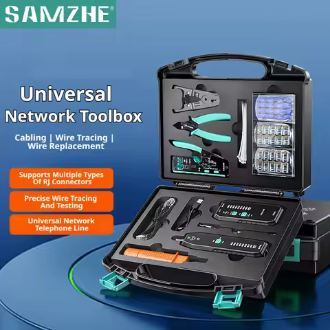 SAMZHE 12 in 1 Network Tool Kit Professional Portable Ethernet Computer Maintenance Tool box with Ne