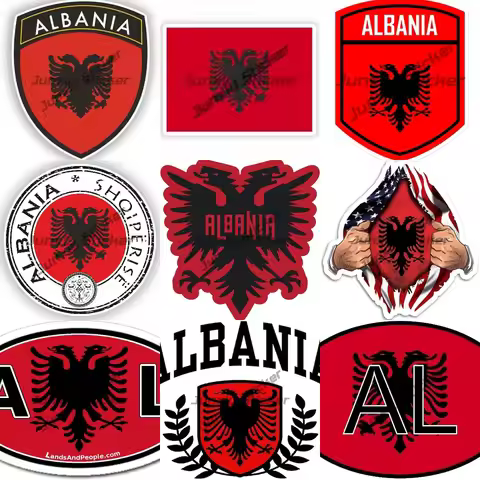 Albanian Flag Map Eagle Car Sticker Country Code Oval with Flag Sticker Decal Waterproof Sticker on 