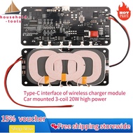 【💕Ready Stock🎉】household-tools Car 3-coil 18W High-power Wireless Charger Module Type-C Interface DC12V 24V Type-C QI Wireless Fast Charger Charging Transmitter Module Circuit Board Coil Receiver
