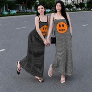 CAMASTORE M46A LONG SLEEVE 2-strap plaid dress with smiley face print Dynamic summer style