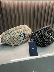 韓國預訂 2色選 mlb ny 刺繡logo 滿版多格腰包 斜咩袋