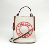 Burberry 拼色帆布金扣水桶包肩背包