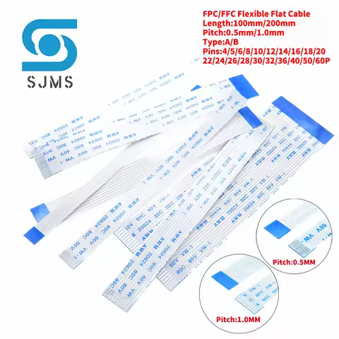 10PCS FPC FFC Flexible Flat Cable Pitch 0.5MM 1.0MM Type A/B 8P 10P 12P 16P 20P 40P FPC 6/8/10/12/14