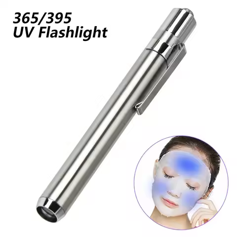 Stainless Steel Mini Pocket Lamp Led 365/395 UV Flashlight Torch Ultra Violet Light AAA Battery for 