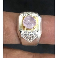 Cincin Perak Permata Asli Delima Burma.