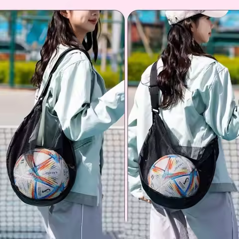 Sports Gym Ball Bag with Zipper Pocket Bag Adjustable Belt Shoulder Bag Sports Gym Basketball Footba