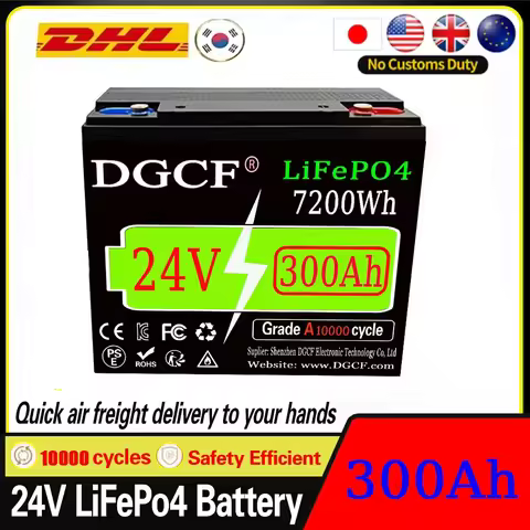 32700🔋24V 300Ah LiFePO4 Lithium Battery, Built-in 300A BMS, Rechargeable Battery, for RV/Camper, Sol