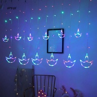 GPEQE Diwali Light, USB Plug Heart Shape Curtain Light, Diwali Decoration Happy Diwali Brilliant Nig