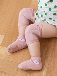 1雙嬰兒兔子印花襪子和2入組膝蓋墊